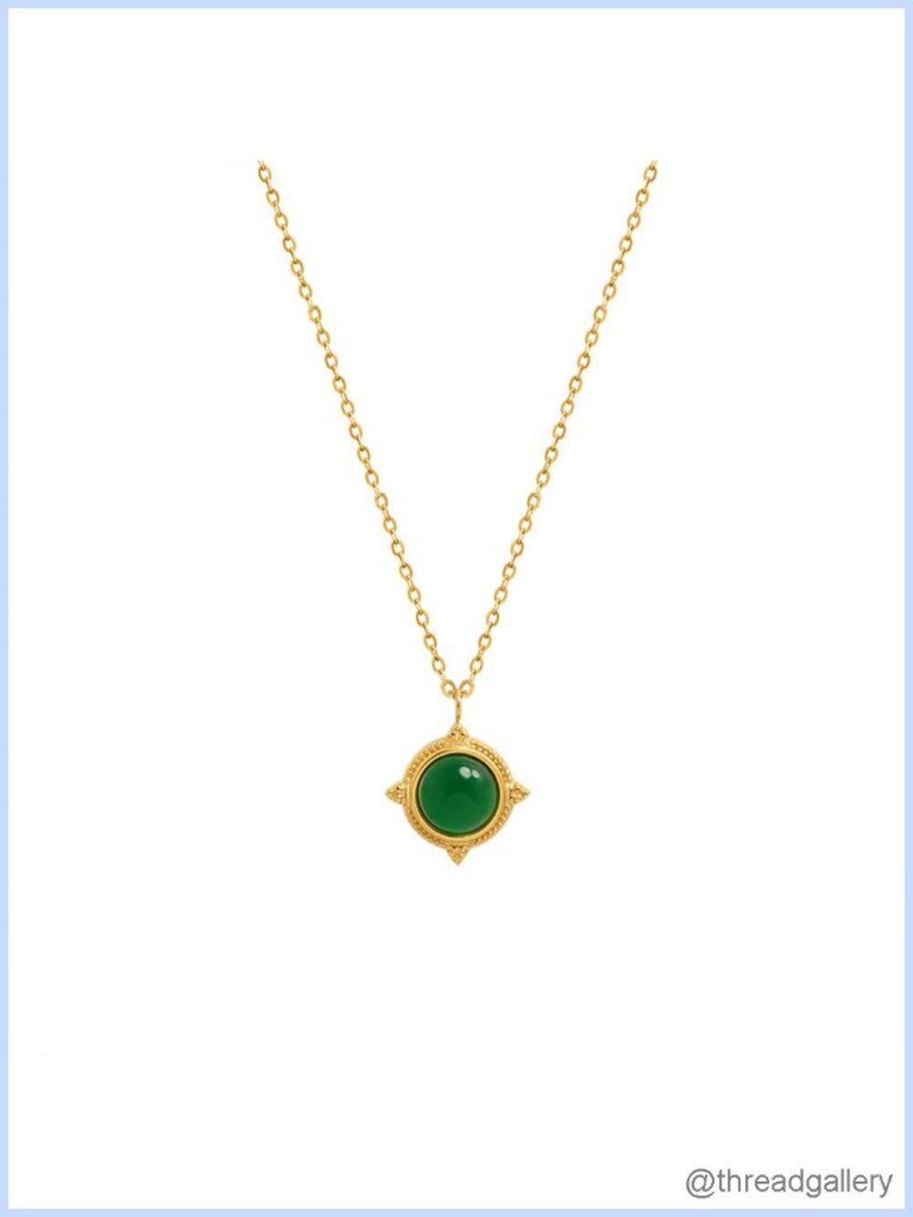 14k Yellow Gold Natural Green Gemstone Necklace for Women, Round Pendant